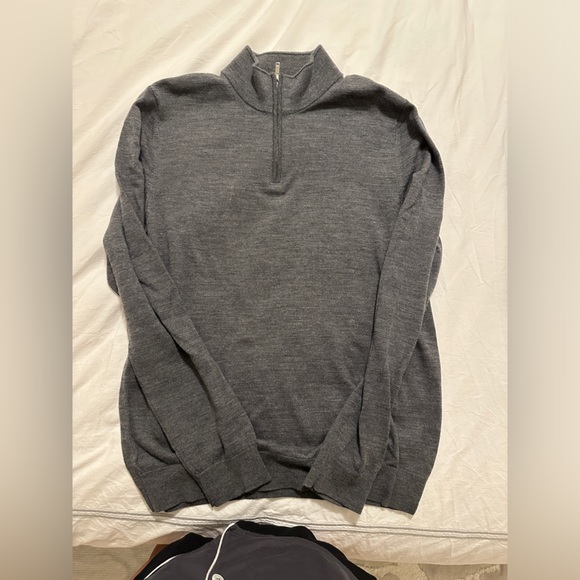 Grey long sleeve quarter zip wool sweater men’s - Picture 4 of 4